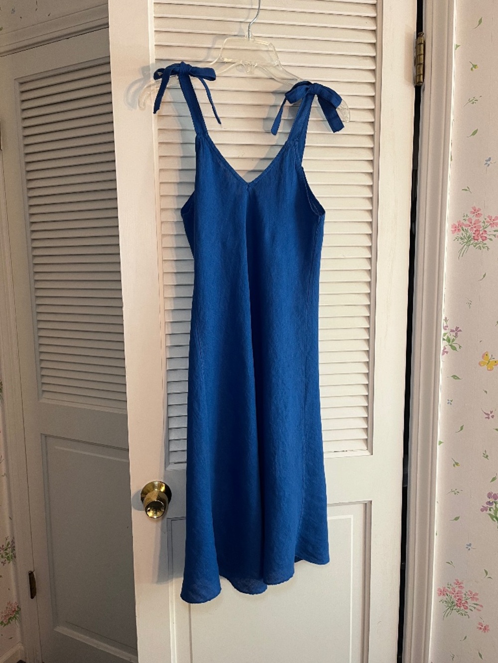 Puro Lino Italian Linen Midi Slip Dress Cobalt Blue Size S - Picture 6 of 6